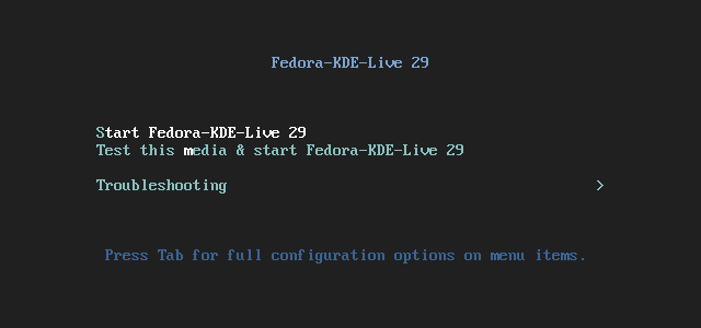 Fedora Workstation install step 01
