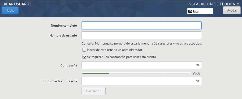 Fedora Workstation install step 14