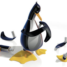Pingüino armándose